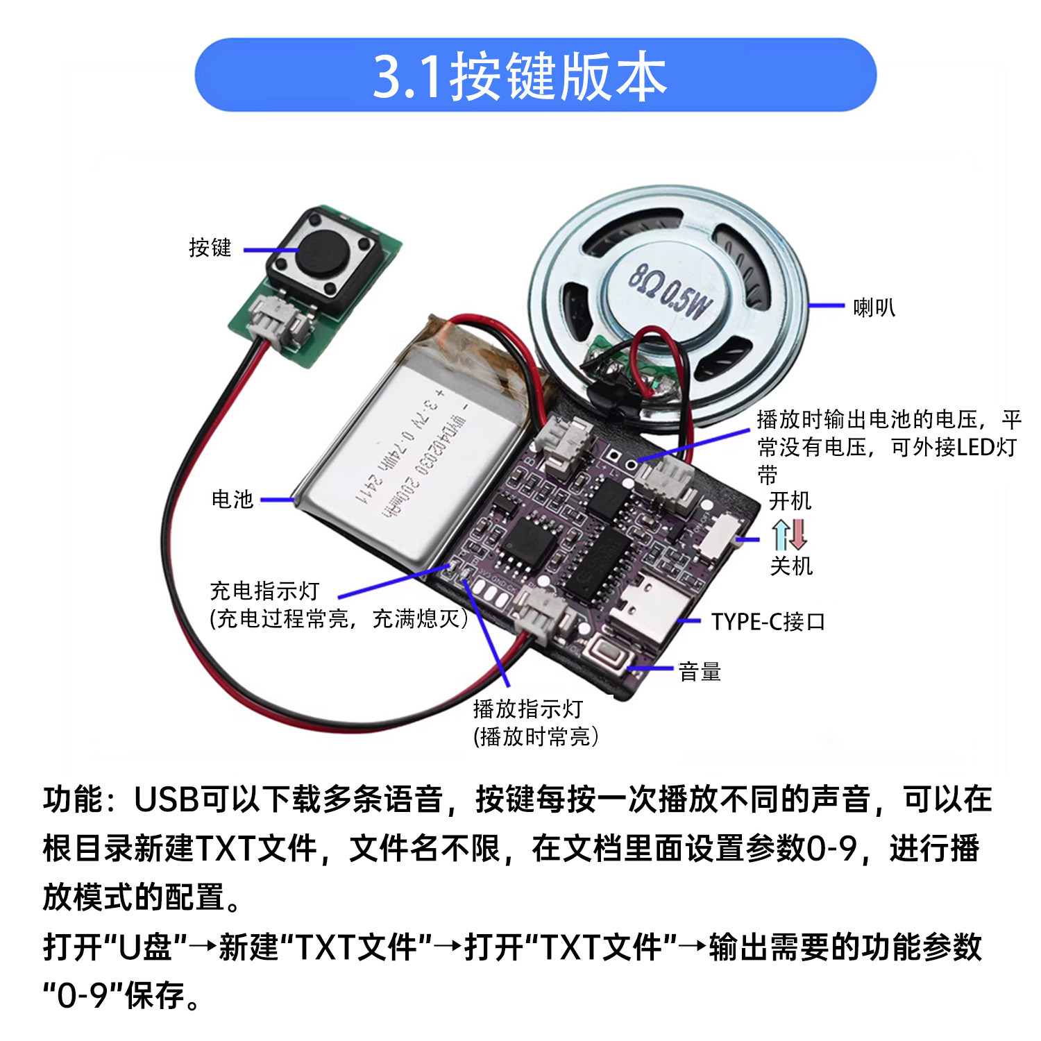 Audio Music Download Mp3 - Module vocal MP3 téléchargeable, puce audio